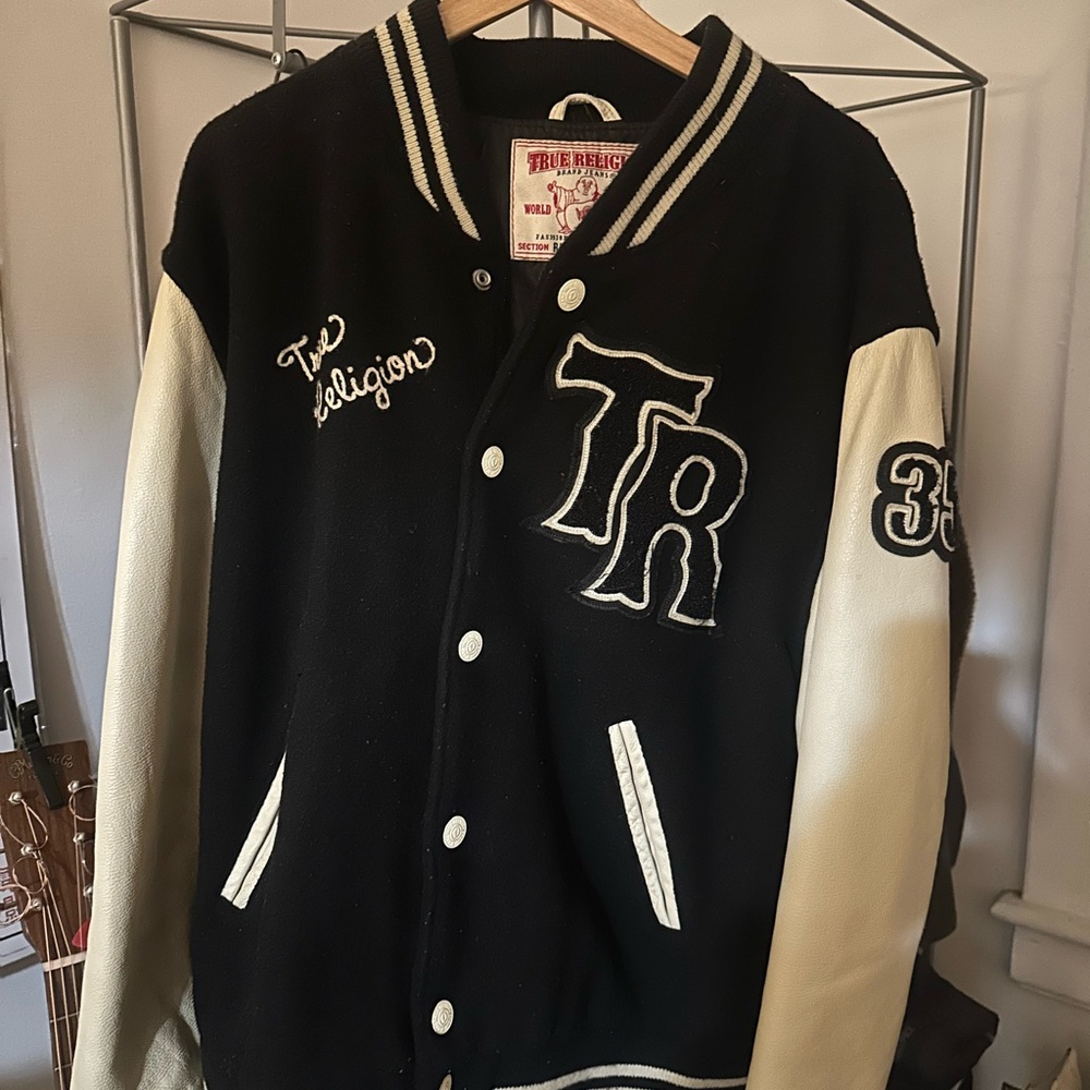 Vintage True Religion leather Varsity Jacket